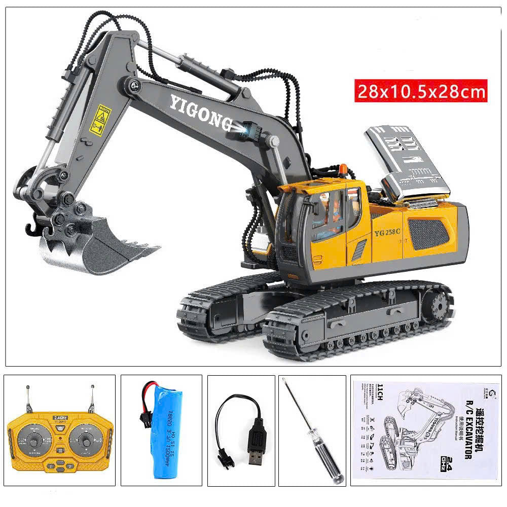 3-in-1 RC Construction Vehicles Set – Excavator, Bulldozer & Dump Truck – Heavy Duty Metal Toys